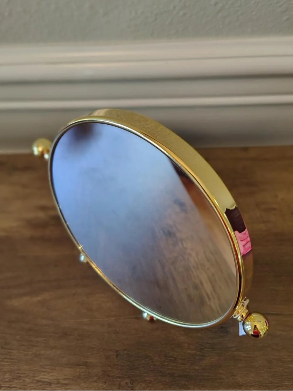 Kimball & Young Gold Plated Solid Brass 4xxxx magnification Table Mirror NWOB